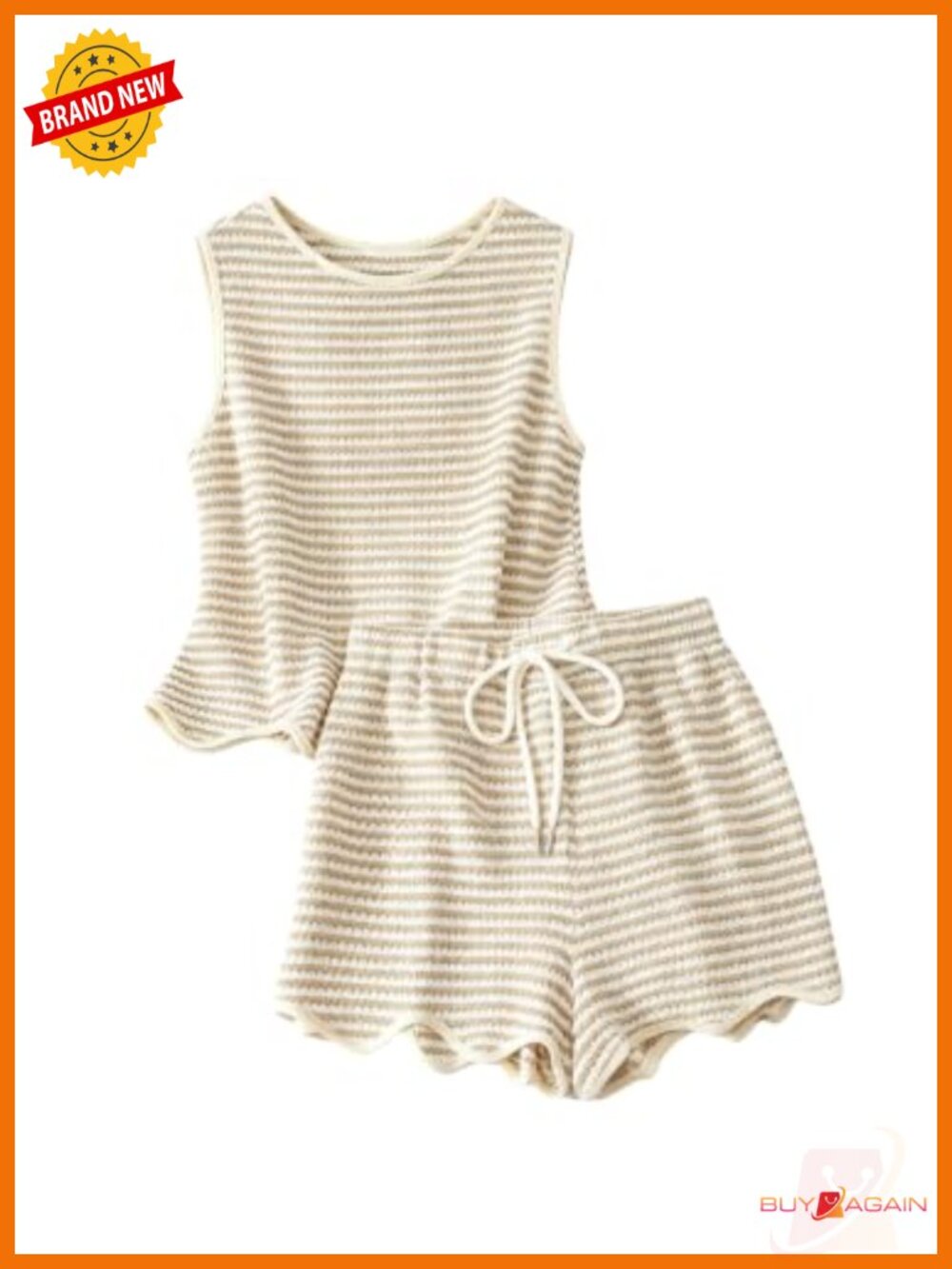 Women's Striped Knit Tank Top & Shorts Lounge Set